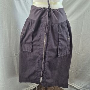 XCVI Brown Midi Skirt with Front Zip and Patch Pockets